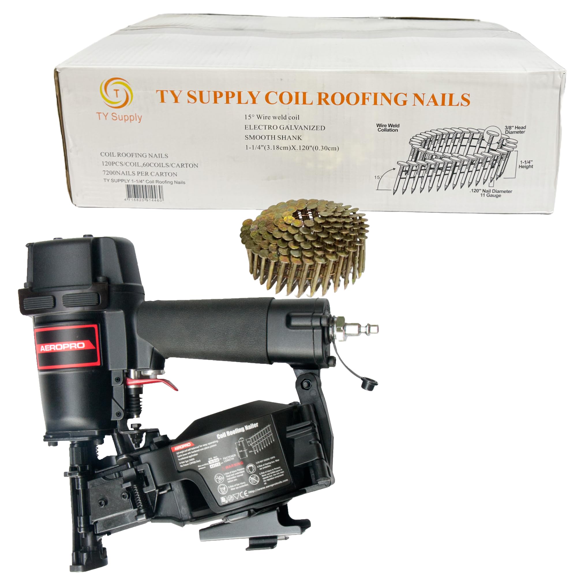 Iwatani - rojo. agtto AeroPro CN45N Professional Roofing Nailer and 7,200 Count